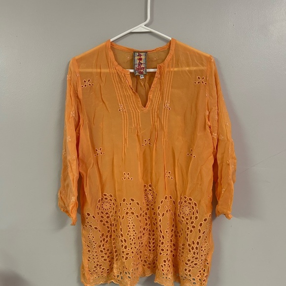 Johnny Was Orange Embroidered Women's Top - Picture 1 of 8